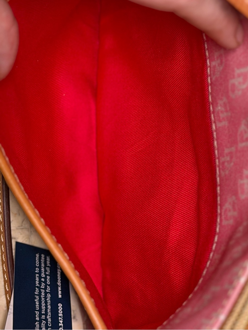 Pink Dooney & Bourke Crossbody Bag with Tan Leather Trim - Picture 5 of 10